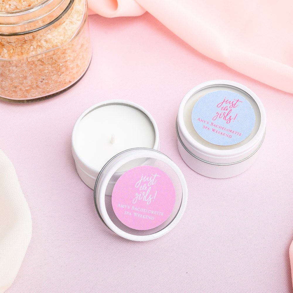 Spa Bridal Shower Personalized Round Candle Tins