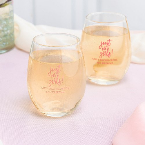 Personalized Stemless Wine Glasses Spa Bridal Shower Favor Ideas