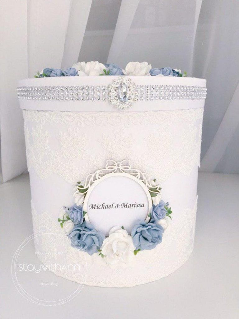 Dusty Blue Wishing Well Card Box