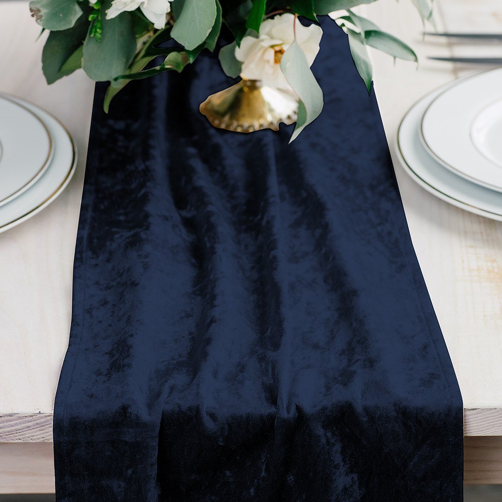 Navy Blue Velvet Table Runner