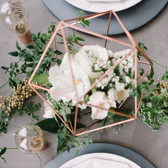 Rose Gold Geometric Terrarium Love Themed Bridal Shower Table Decor