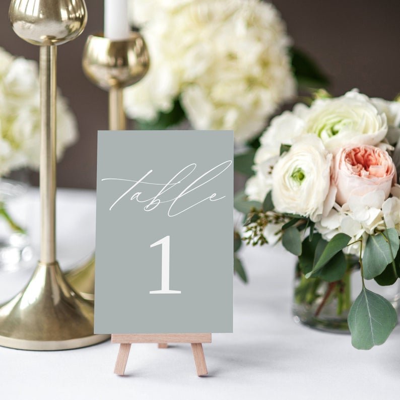 Sage Green Wedding Table Numbers - Instant Download