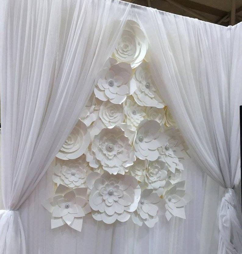 All-white Paper Flower Backdrop Romantic Wedding Decor