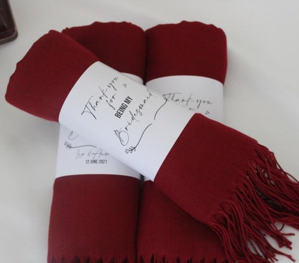 Burgundy Pashmina Shawls Bridal Shower Gift Idea