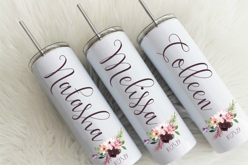 Personalized Floral Water Bottle Bridal Party Gifts