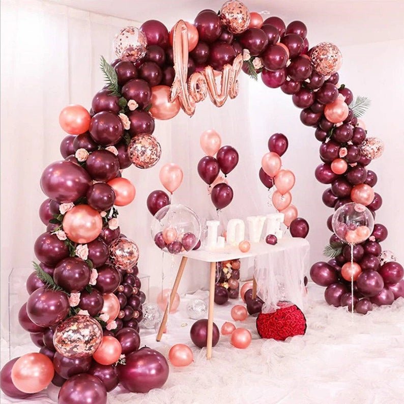 Rose Gold & Burgundy Balloon Arch Kit Bridal Shower Decor