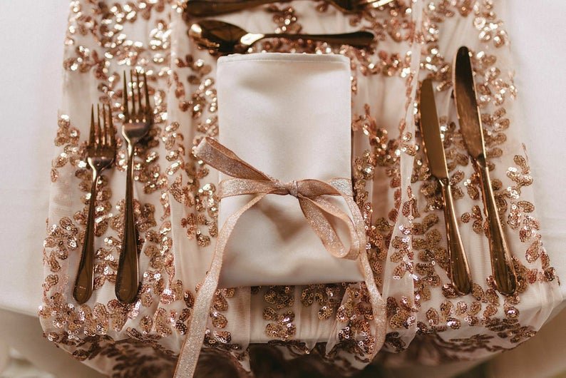 Rose Gold Vine Sequins Table Runners