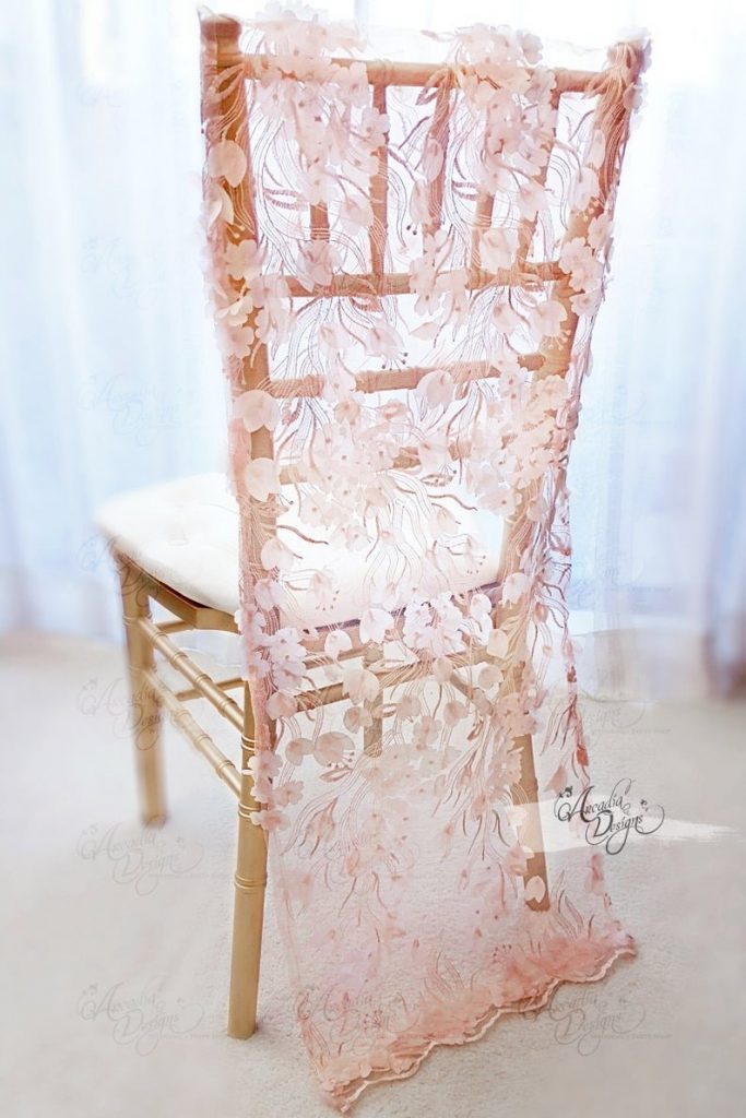 Flower Petal Appliques Chiavari Slipcover Chair Decor