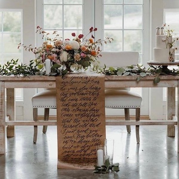 Custom Calligraphy Wedding Table Runner