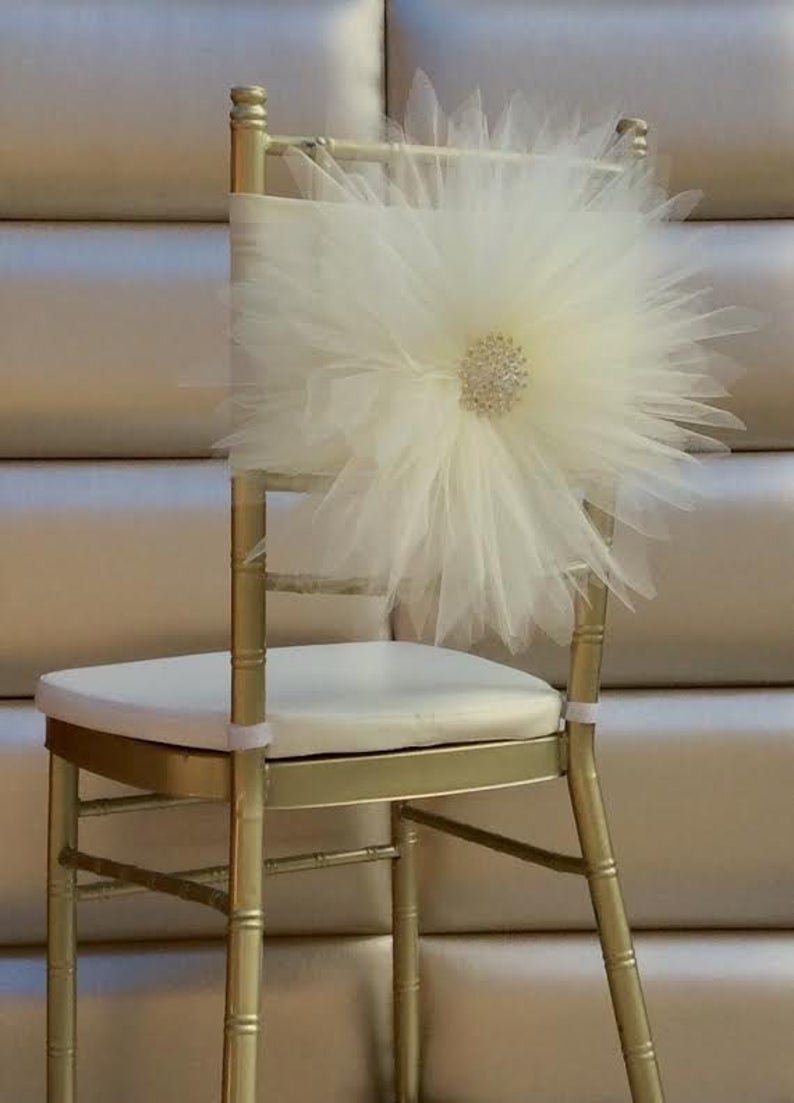 Exquisite Wedding Chair Cover Decor Ideas Elegant Wedding Ideas   Daisy Tulle Chair Sash 