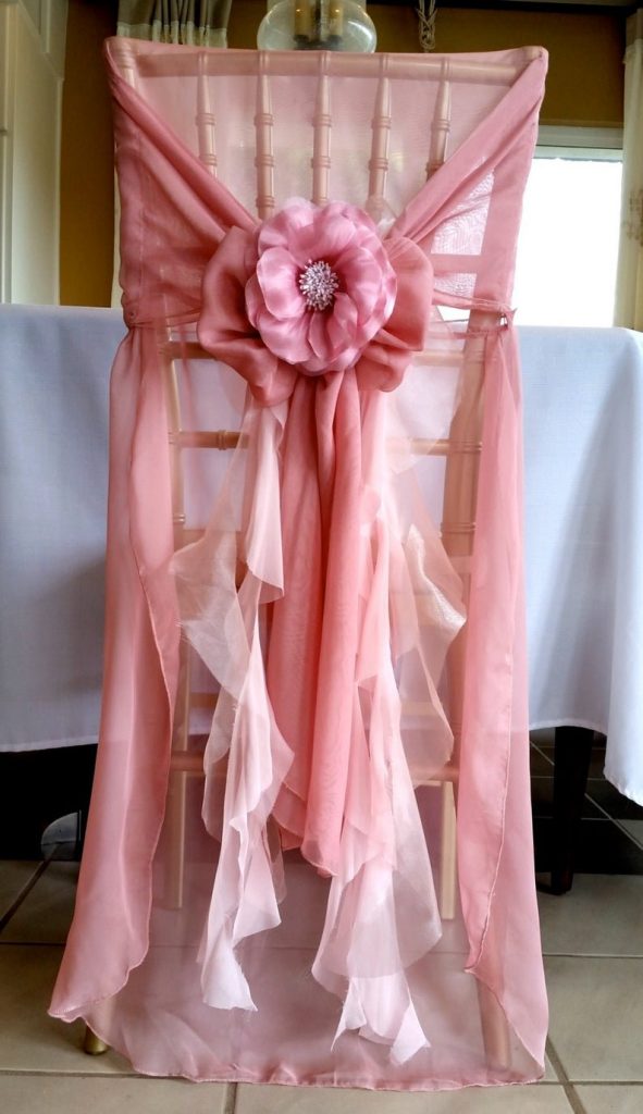 Exquisite raffled Chiffon Wedding Chair Cover