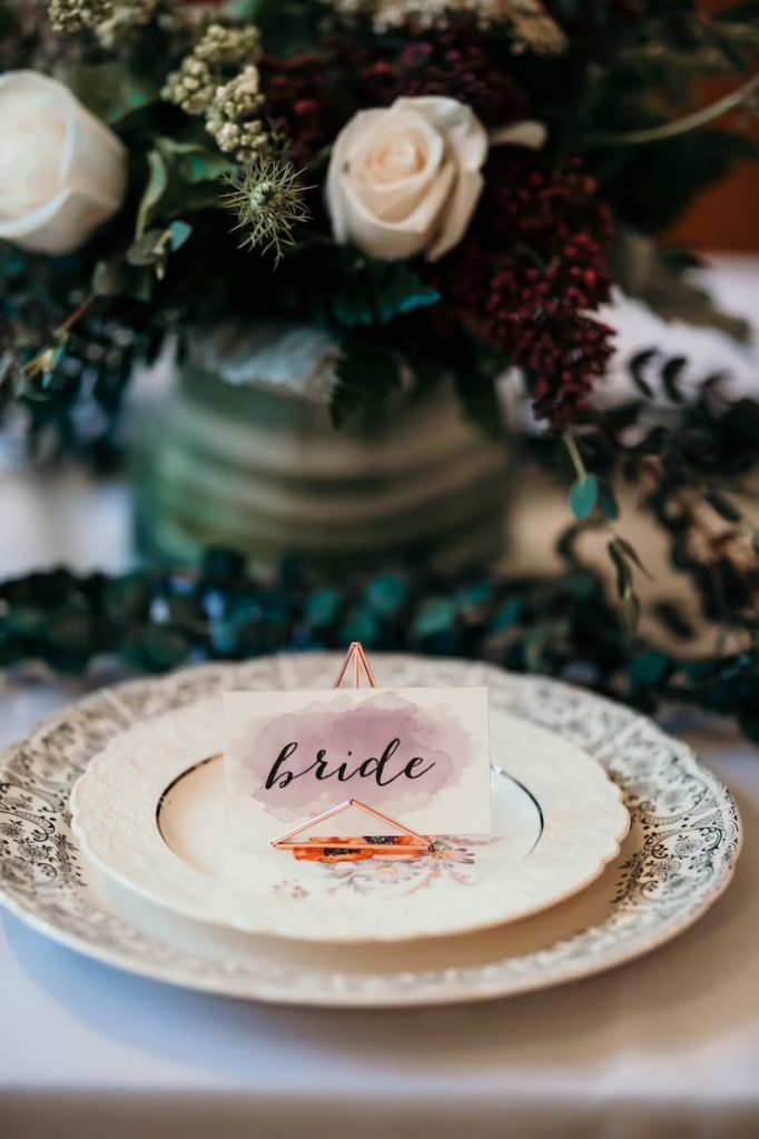 Copper Geometric Place Card Holder