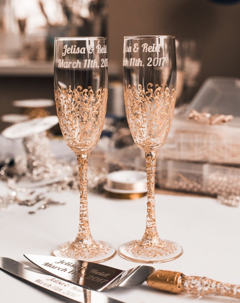 Copper Wedding Toasting Flutes