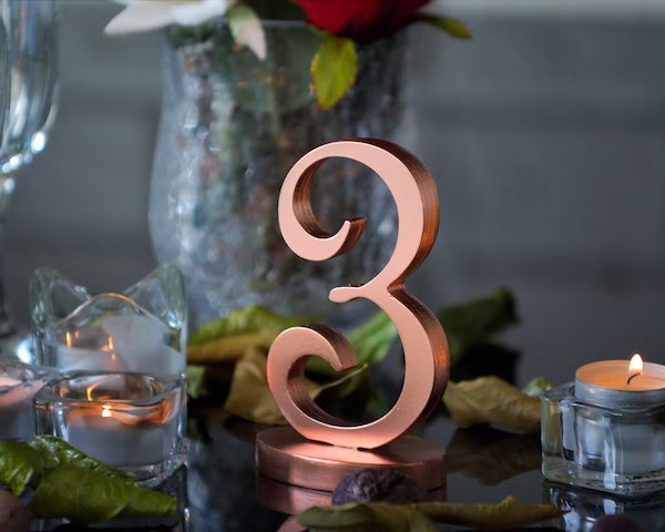 Copper Wooden Wedding Table Numbers