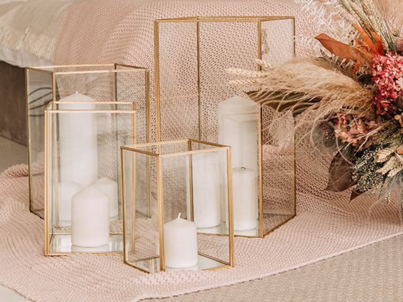 Metallic Glass Candle Holders