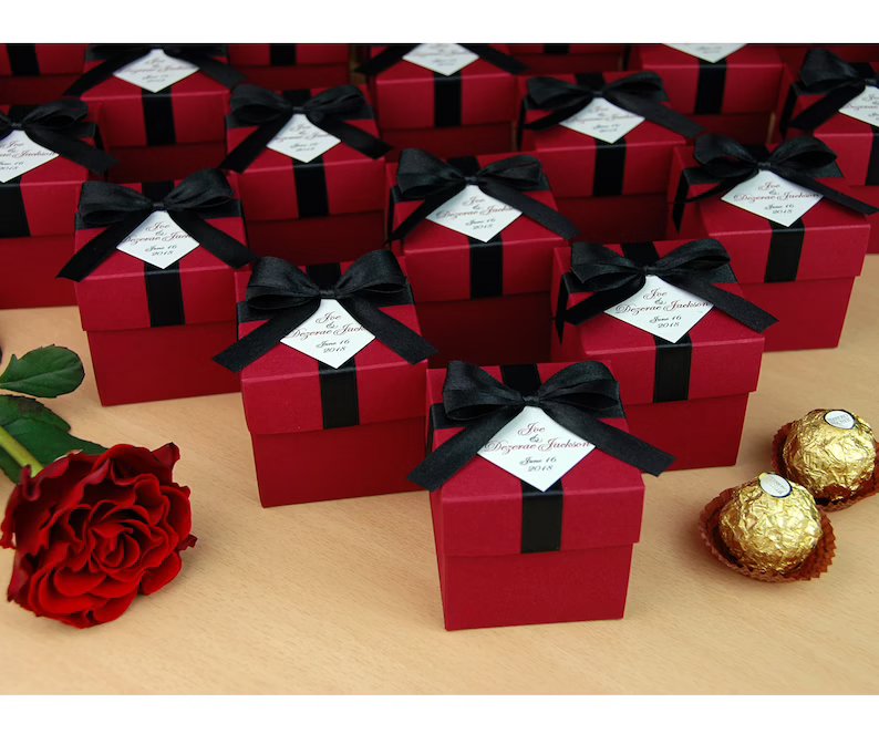 Black & Burgundy Favor Boxes