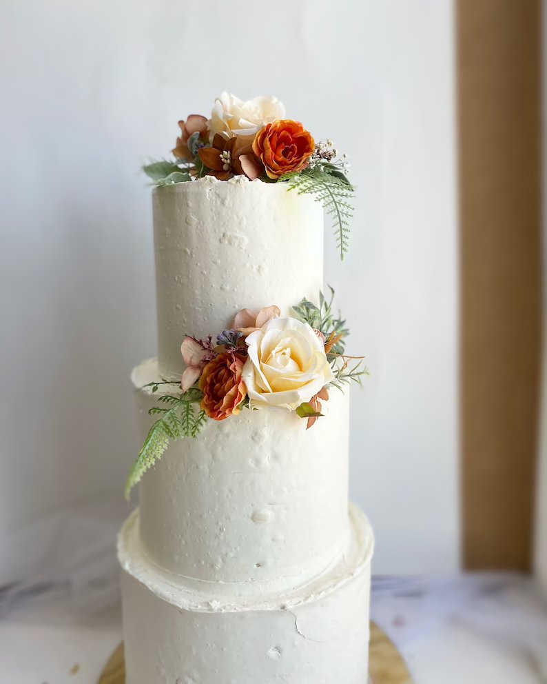 Rust Flower Wedding Cake Topper