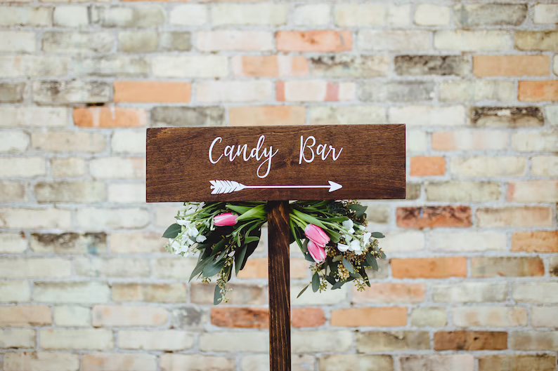 Wedding Candy Bar Directional Arrow Sign