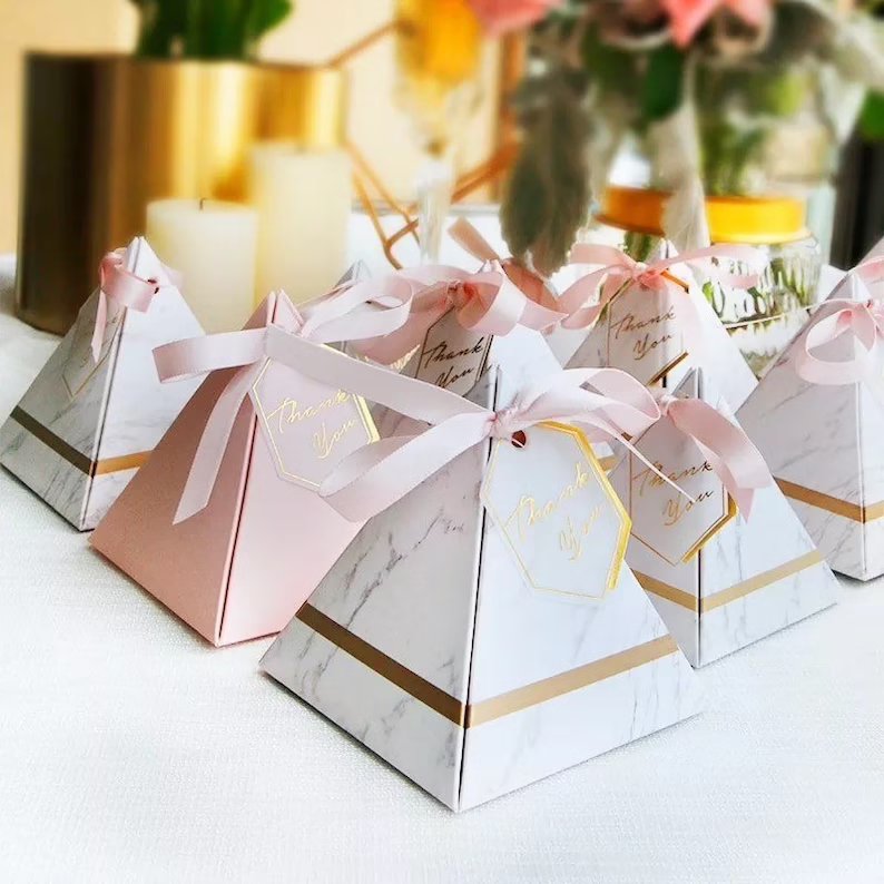 Blush & Gold Wedding Favor Boxes