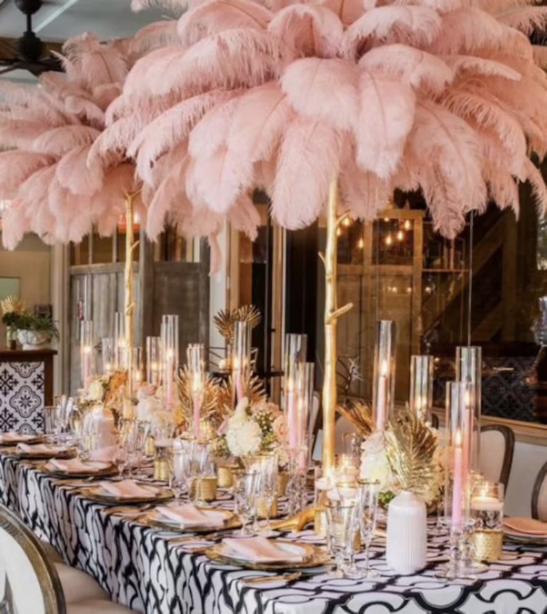 Blush Ostrich Feathers - Wedding Table Decor