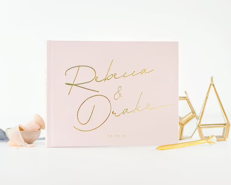 Blush Pink & Gold Wedding Guest Book