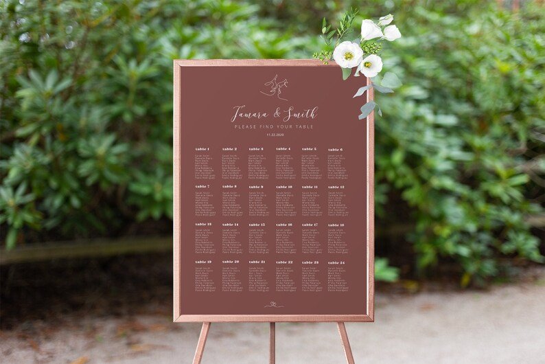 Cinnamon Rose Seating Chart Template