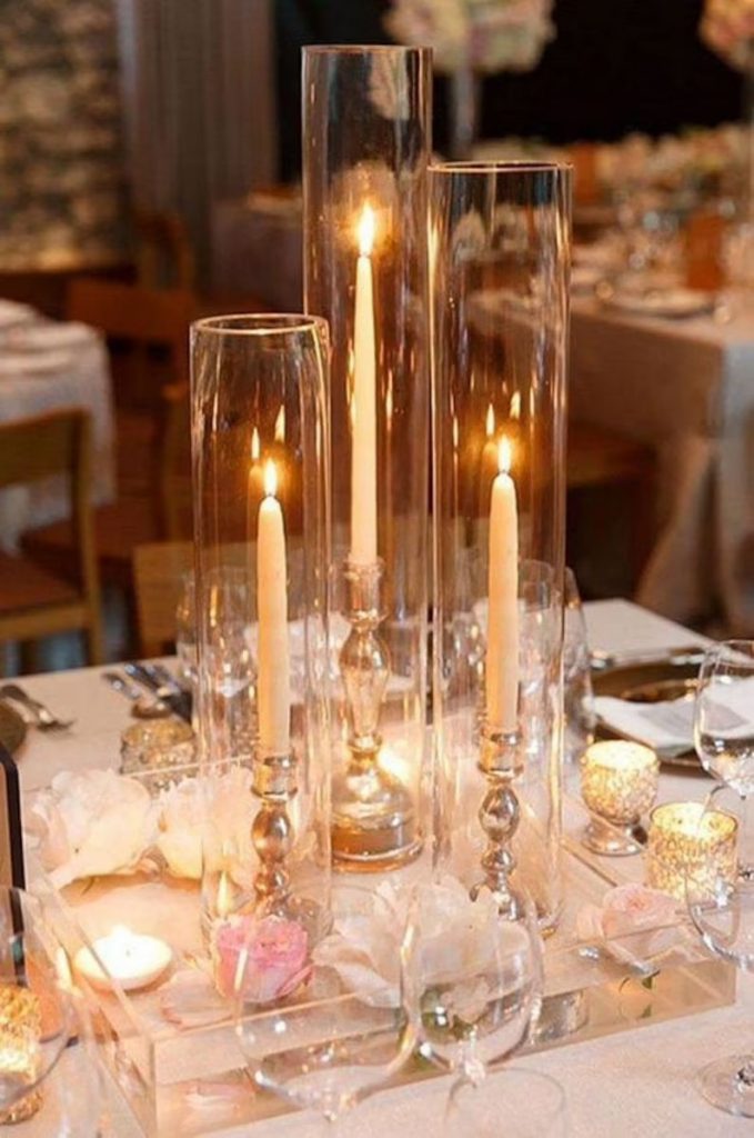 Glass Hurricane Tube For Candles - Wedding Table Decor