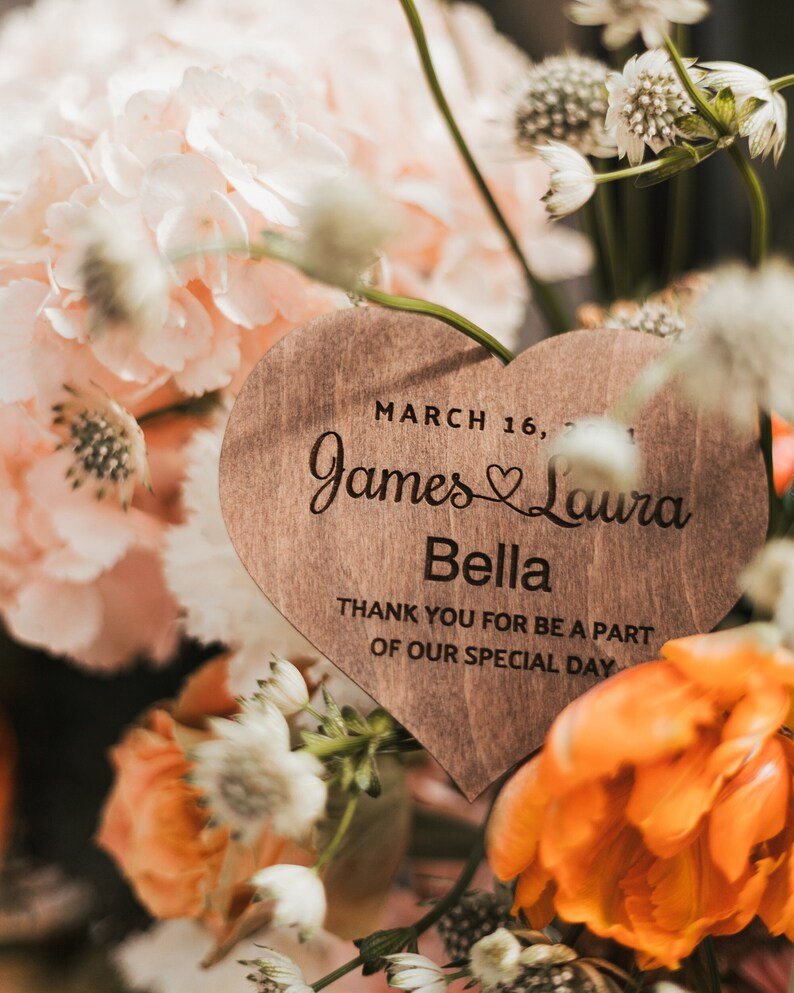 Personalized Wooden Heart Shaped Wedding Favors