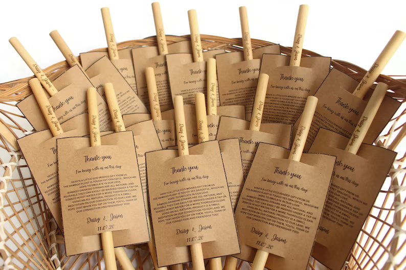 Personalized Engraved Wedding Favor Straws