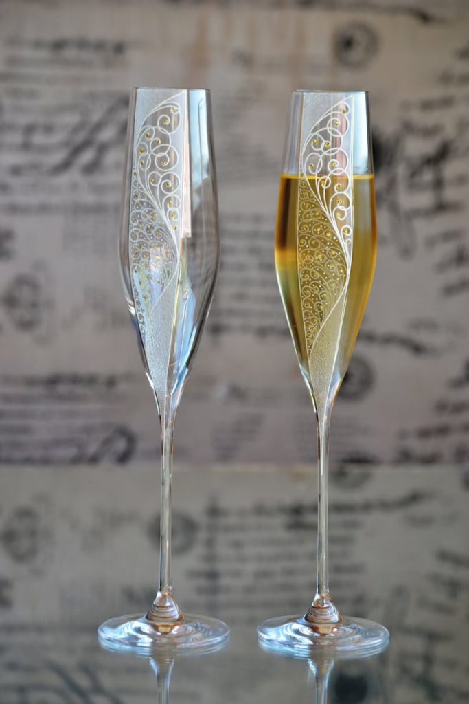 Hand Painted Champagne Wedding Toasting Flutes