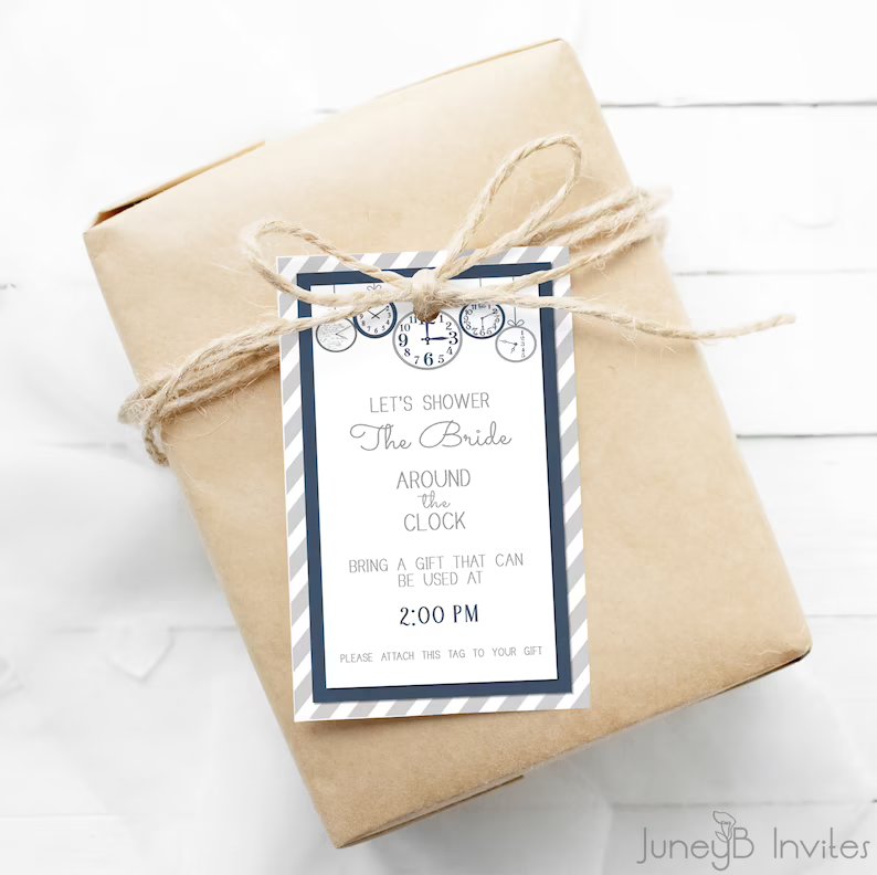 Around The Clock Bridal Shower Tag