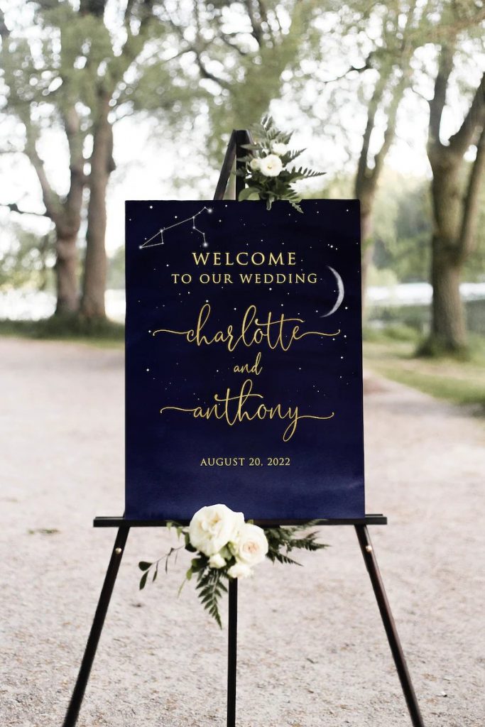 Starry Night Moon Wedding Welcome Sign