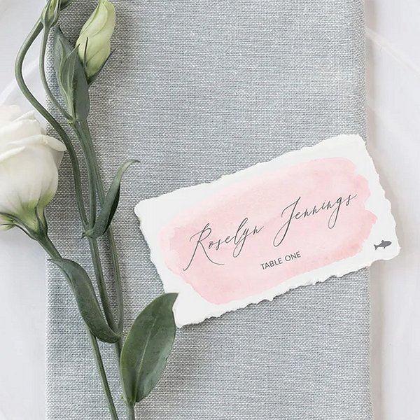 Blush Wedding Place Card Template