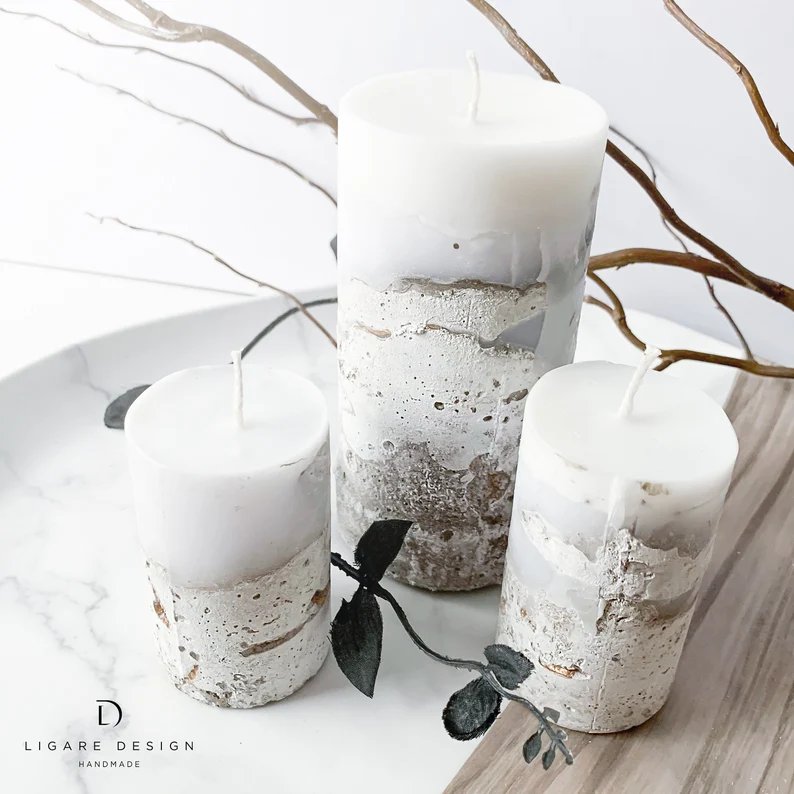 Handmade Pillar Candle Concrete Wedding Centerpieces