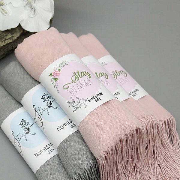 Silver Grey & Blush Pashima Scarf Wedding Favors