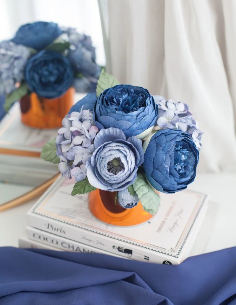 Blue Paper Flower Wedding Centerpiece