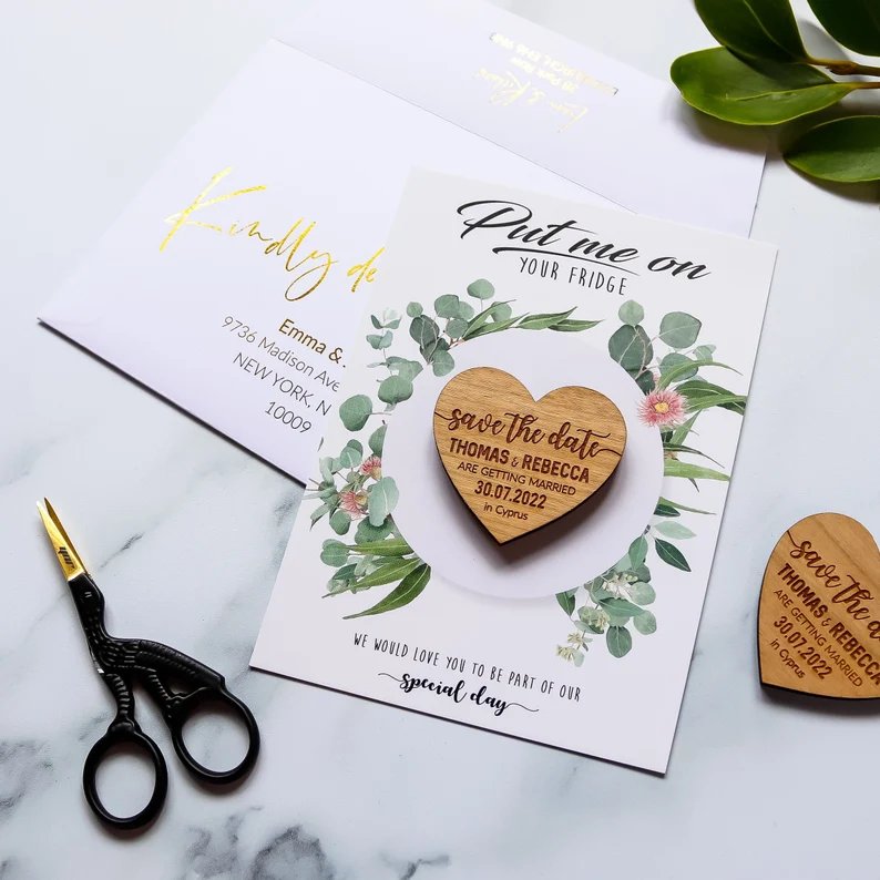 Save The Date Heart Shaped Magnets