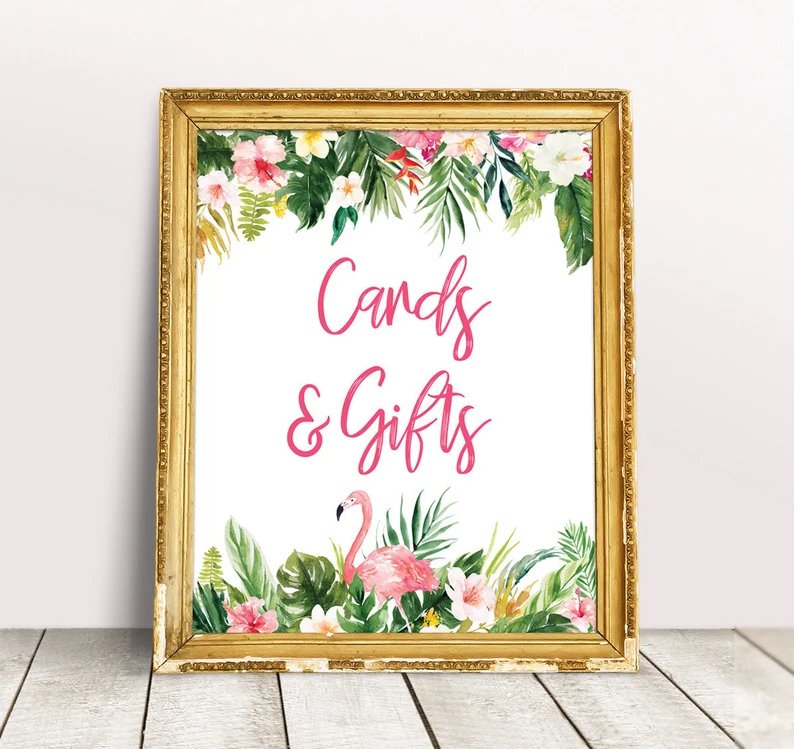 Tropical Bridal Shower Cards & Gifts Sign