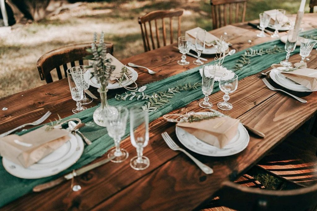 Emerald Green Cheesecloth Table Runner
