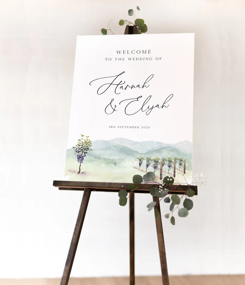 Vineyard Wedding Welcome Sign