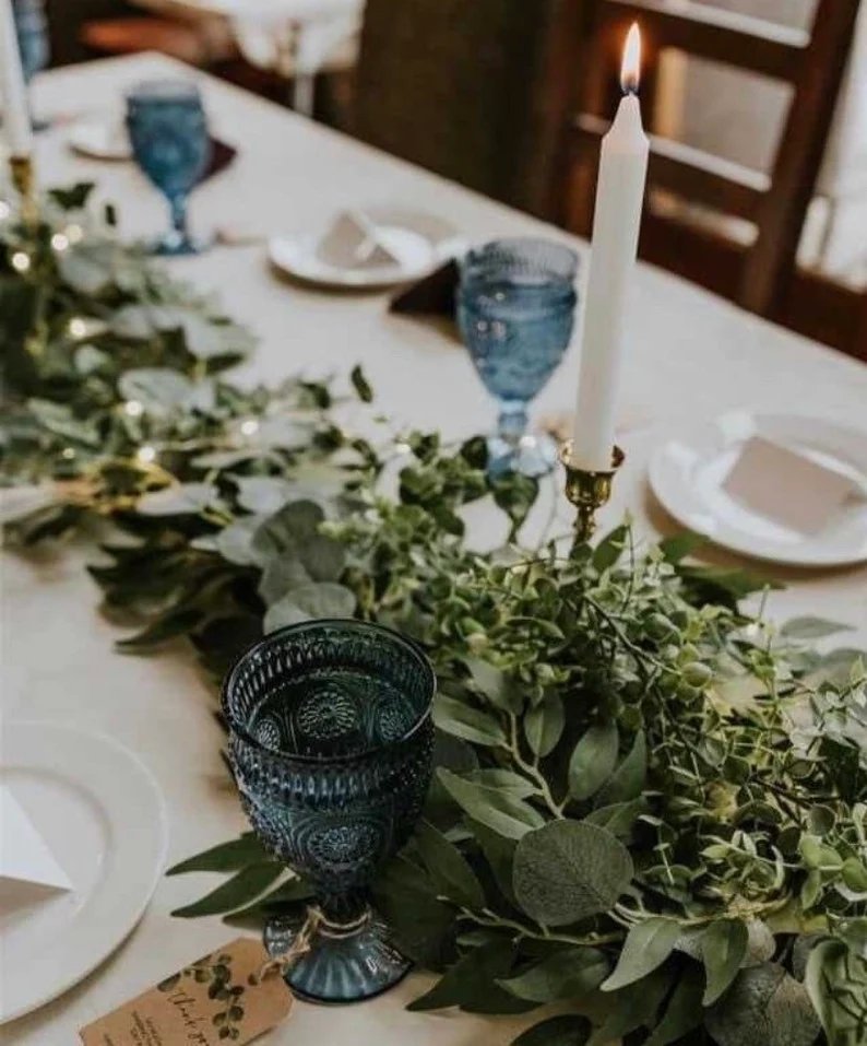 Vintage Style Blue Glass Goblet Wedding Table Decor