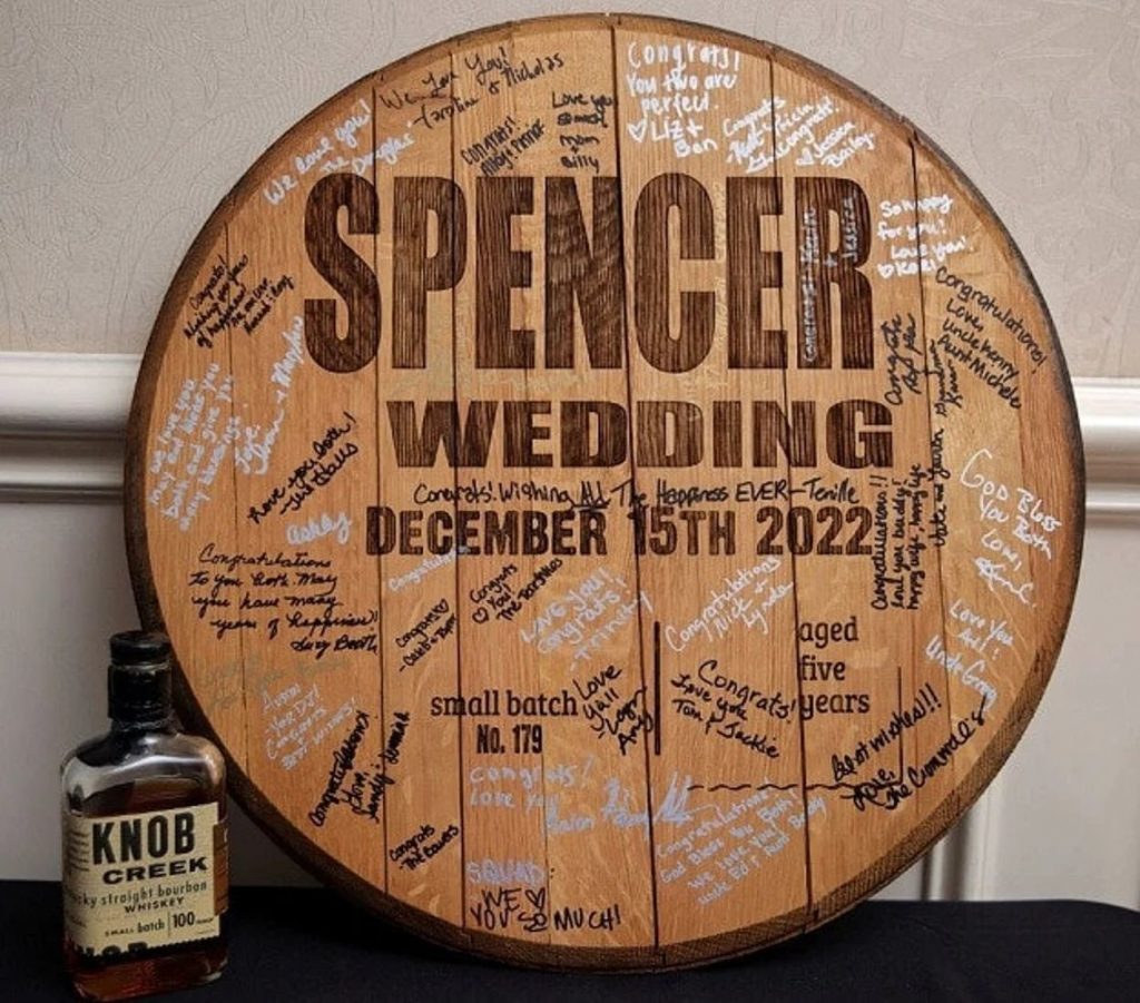 Whiskey Barrel Head Guest Book Alternative