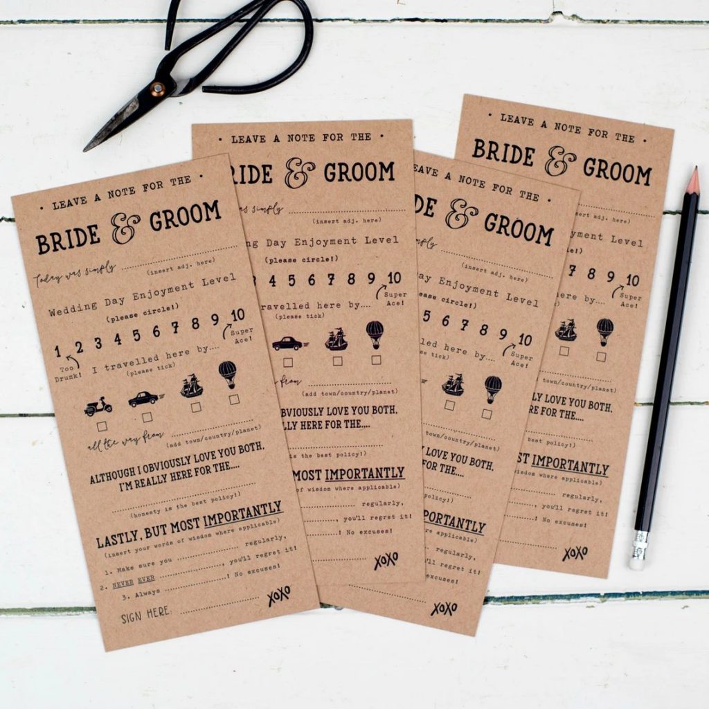 Bride & Groom Score Cards | Guests Interactive Idea