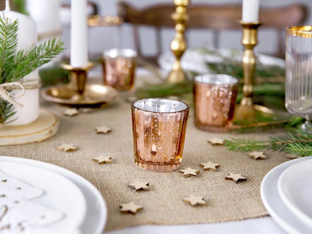 Rose Gold Glass Tea Light Holders Wedding Decorations