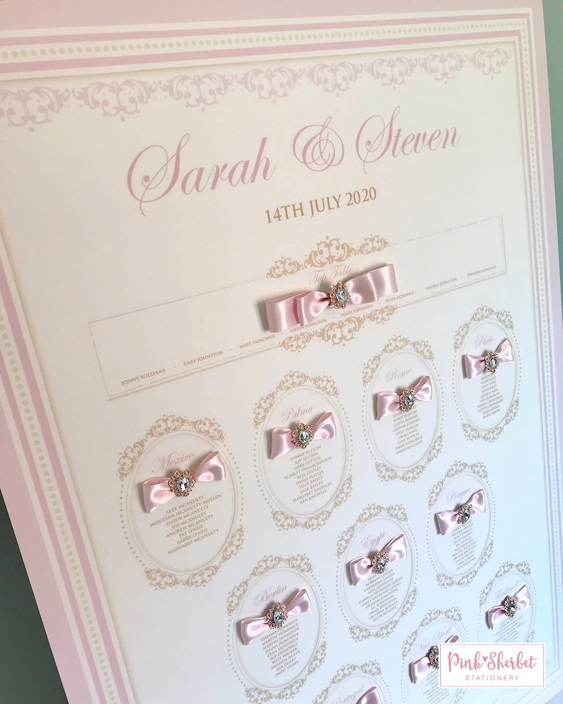 Magical Ideas for a Fairytale Pink Wedding Seating Chart