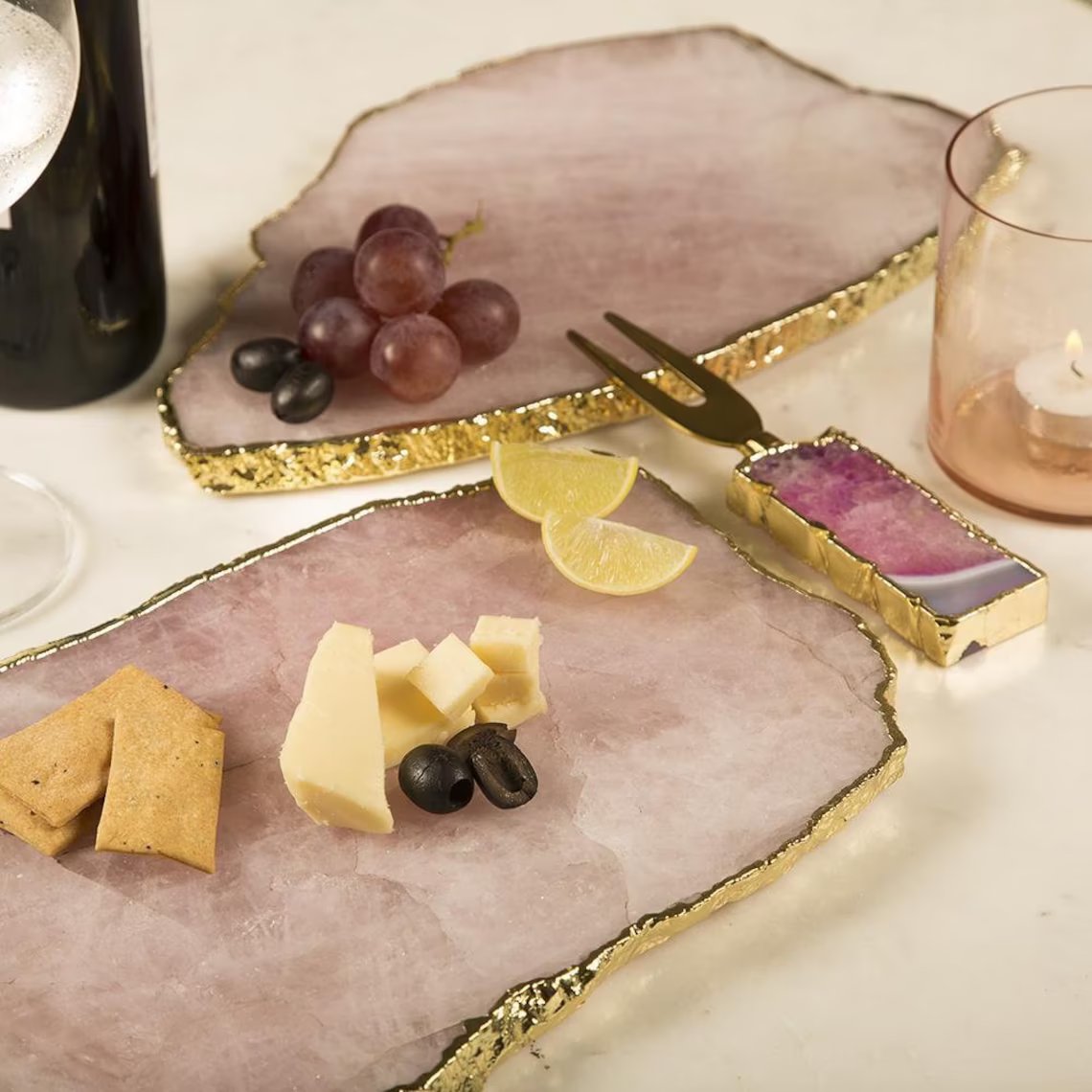 Brunch & Bubbly Bridal Shower Rose Quartz Agate Cheese Plate
