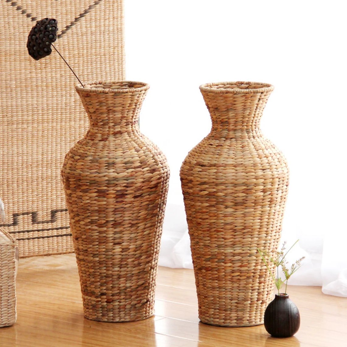 Hand-woven Floor Vases