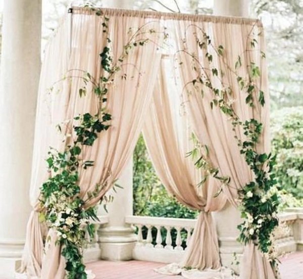 Classic Champagne Wedding Arch Fabric Drape