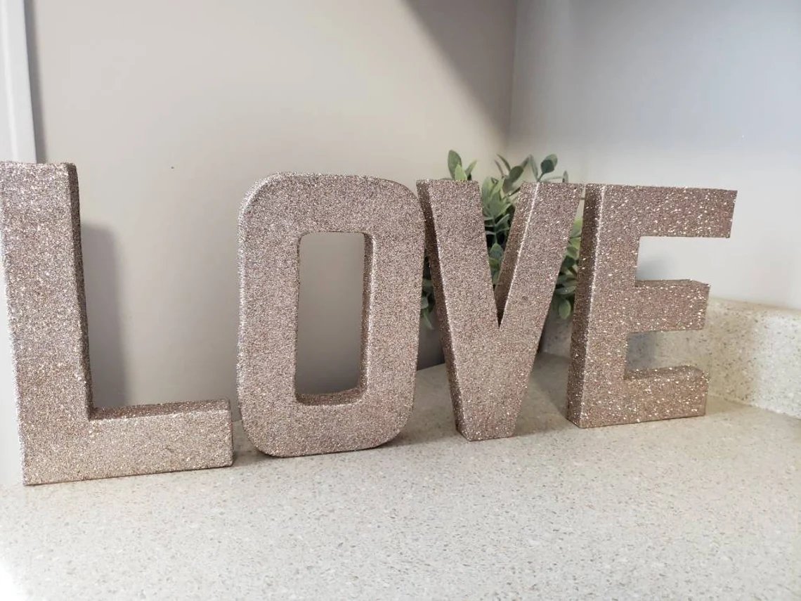 Champagne Gold Glitter LOVE Sign