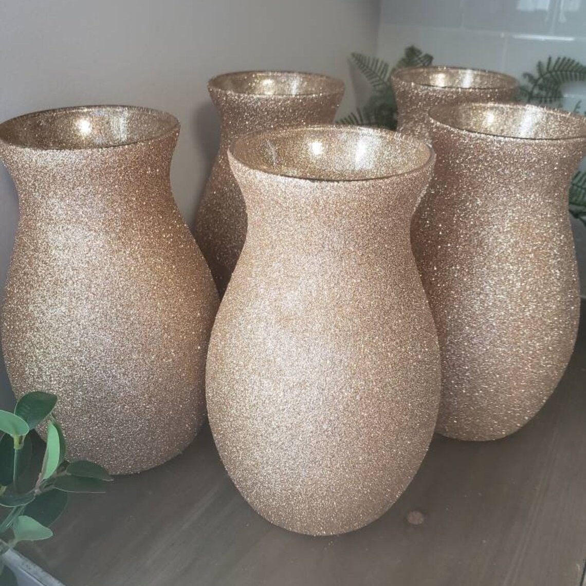 Champagne Gold Glitter Vases Wedding Centerpieces